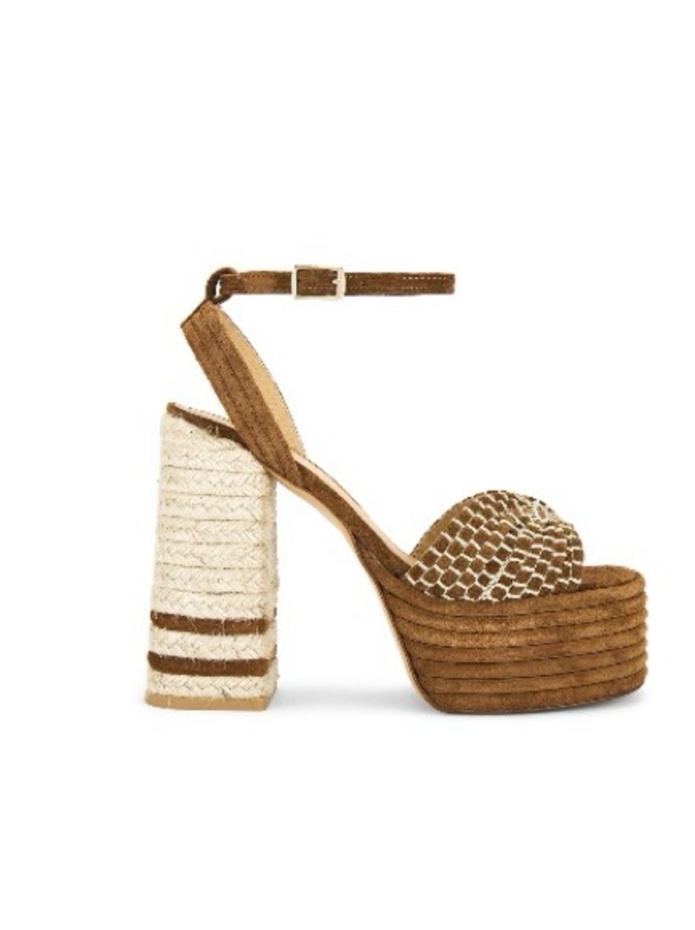 Castaner Brown Suede-Look Platform Ankle-Strap Sandal